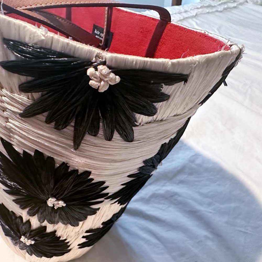 Kate Spade Cabo Holiday Wicker Straw Daisy Tote - Picture 7 of 7
